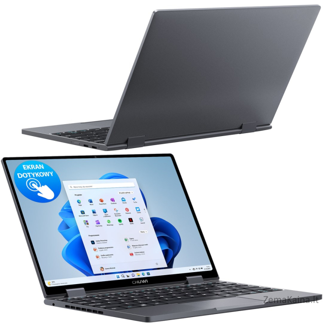 Chuwi MiniBook-X-2023-K1-SR 10.51" (1200x1920) TouchScreen IPS x360 Celeron N150 12GB SSD512GB BT BacklitKeyboard Win 11 Silver
