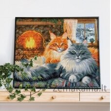 Deimantinis paveikslas 2 Cats AZ-1649 40x50cm