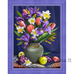 Deimantinė mozaika Daffodils and Irises AZ-1693 30x40cm