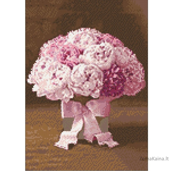 Deimantines mozaikos rinkinys - PEONIES WITH RIBBON WD003 1