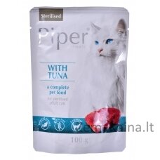 Dolina Noteci Piper Animals Sterilised su tunu - drėgnas ėdalas sterilizuotoms katėms - 100g