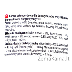 Dolina Noteci Premium Pure jautiena su rudaisiais ryžiais - drėgnas ėdalas šunims - 400g