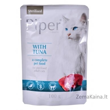 Dolina Noteci Piper Animals Sterilised su tunu - drėgnas ėdalas sterilizuotoms katėms - 100g