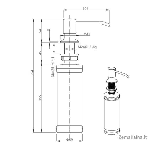 Dozatorius Quadron KEIRA MFS1001GR, pilkas 1