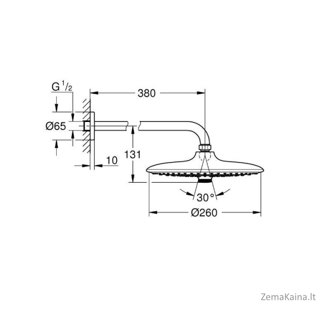 Dušo galvos ir laikiklio komplektas Grohe Euphoria 260, 26459000, chromo 1