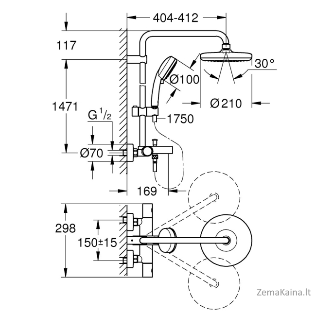 Dušo sistema Grohe TEMPESTA COSMOPOLITAN SYSTEM 210 26223001 1