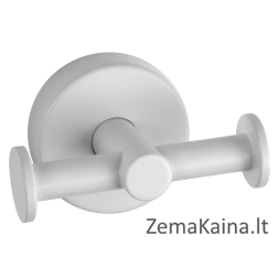 Dvigubas rankšluosčio kabliukas Kapitan UNO 12 22 66, baltas matinis