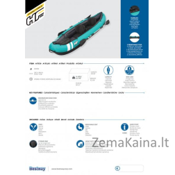 Dvivietis pripučiamas kajakas Bestway Ventura X2, 330x86 cm,