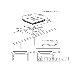 Electrolux EHF6343FOK viryklė Juoda Įmontuoti 60 cm Keraminis 4 zone(s)