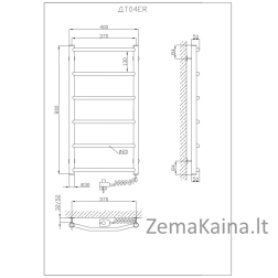 Elektrinis rankšluosčių džiovintuvas Kosser Trapecija 800x400/6 ER reg. (laidas dešinėje)