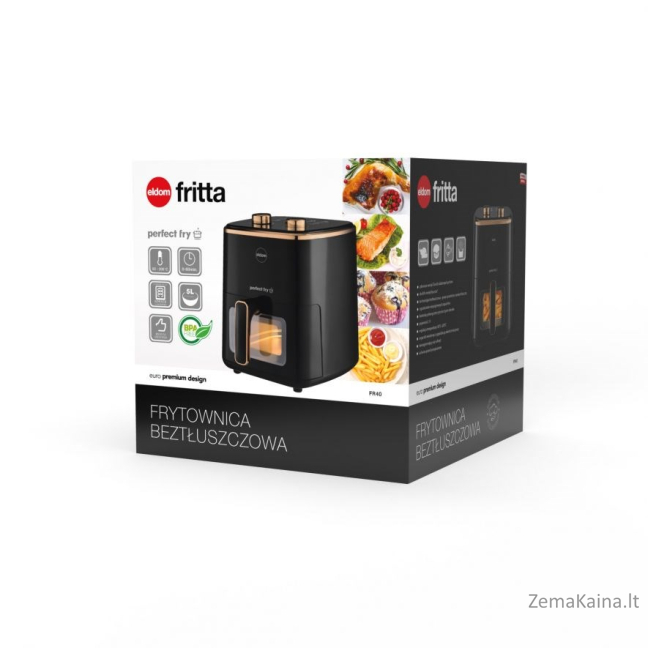 ELDOM FRITTA neriebi gruzdintuvė, talpa 5,0 l, reguliuojama temp., laikrodis, 1500 W 2