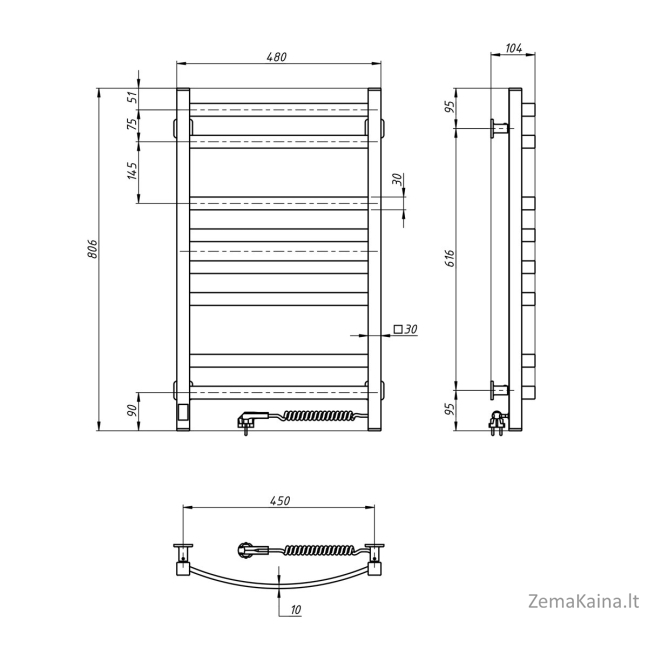 El.rankšluosčių džiovintuvas Navin Avalon 480*800 Sensor dešinė juodas 12-203053-4880 6