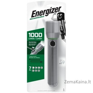 Energizer Metal Vision HD įkraunamas LED rankinis žibintuvėlis 1000 LM, USB įkrovimas 1