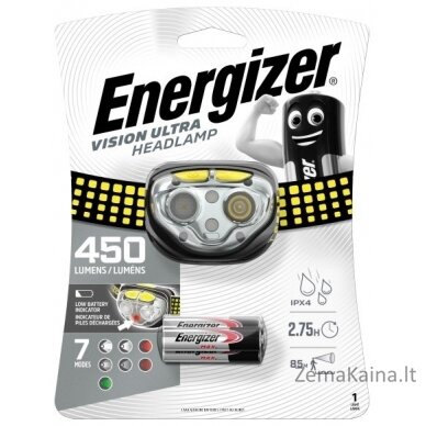 Energizer priekinis žibintas Vision Ultra 3AA 450 LM, 3 šviesos spalvos 1