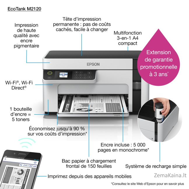 Epson EcoTank M2120 Rašalinis A4 1440 x 720 DPI 32 ppm „Wi-Fi“ 43