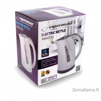 Esperanza EKK022 elektrinis virdulys 1,7 L Pilka, Balta 2200 W 3