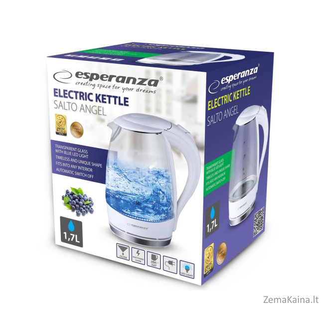 Esperanza EKK011W Electric kettle 1.7 L White, Multicolor 2200 W 2