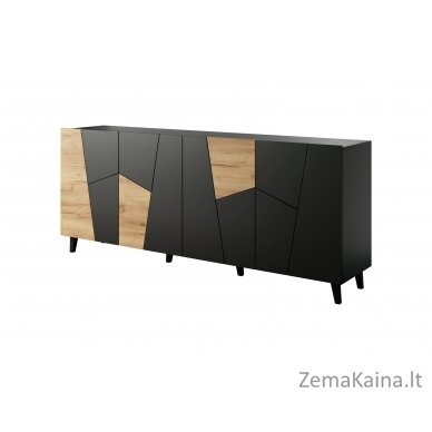 ETNA komoda 200x42x82 juoda matinė + ąžuolas craft