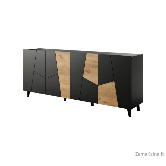 ETNA komoda 200x42x82 juoda matinė + ąžuolas craft 1