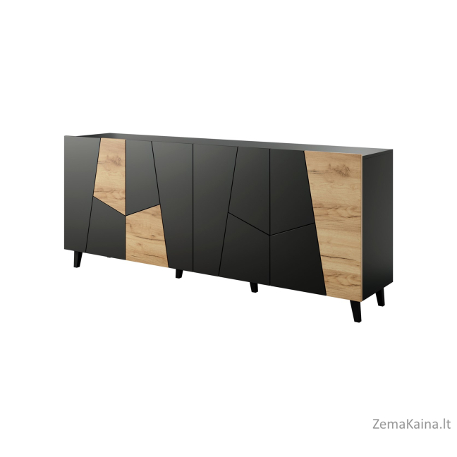ETNA komoda 200x42x82 juoda matinė + ąžuolas craft 2