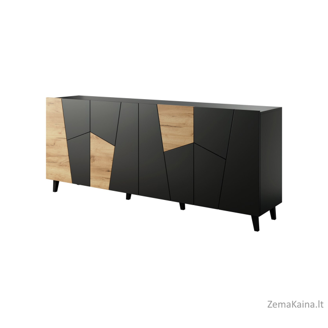 ETNA komoda 200x42x82 juoda matinė + ąžuolas craft