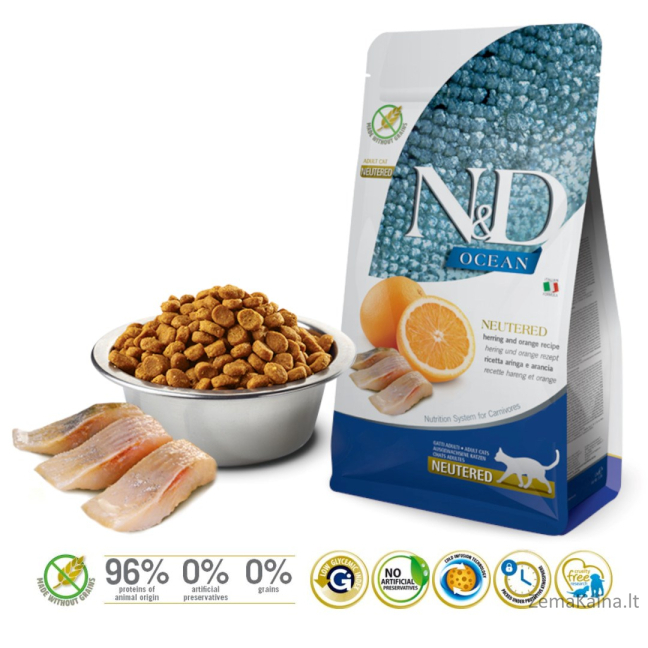 FARMINA N&D CAT OCEAN HERRING&ORANGE NEUTERED 300g 1