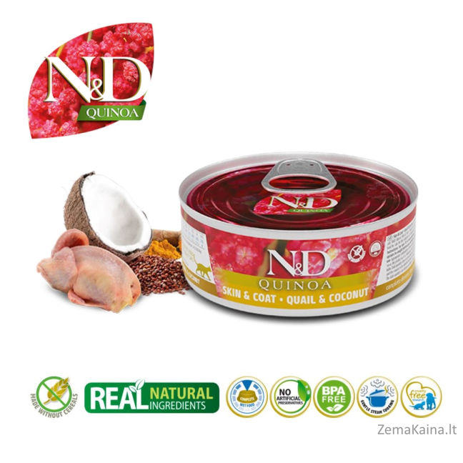 FARMINA N&D CAT QUINOA QUAIL&COCONUT ADULT 80g 1