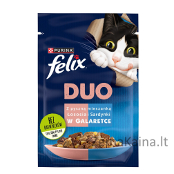 Felix Fantastic Duo su lašiša ir sardine drebučiuose - drėgnas kačių maistas - 85g