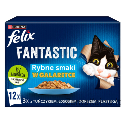 Felix Fantastiški žuvų skoniai drebučiuose su tunu, lašiša, menke ir plekšnėmis - (12x 85g)