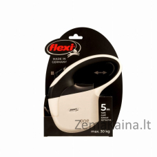 FLEXI One for All S balta - juoda - automatinis pavadėlis šunims iki 30 kg - 5 m