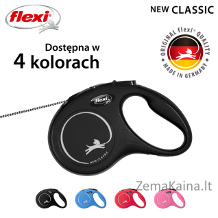 Flexi New CLASSIC 8 m Juoda Šuo Susitraukiantis pavadėlis