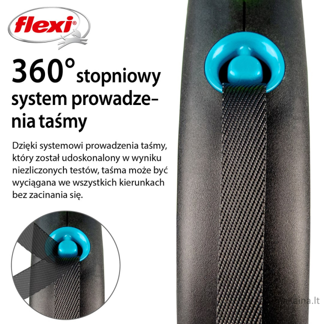 Flexi Automatinis pavadėlis Black Design S 5 m, Mėlyna 2