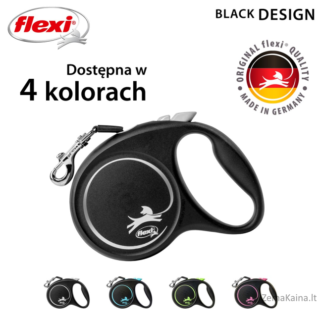 Flexi Black Design M 5 m Geltona Šuo Susitraukiantis pavadėlis 2