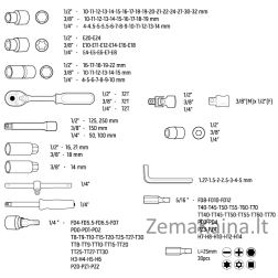 Galvučių, raktų ir antgalių komplektas NEO 08-680, 182 dalių, 1/2", 3/8", 1/4"