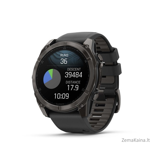 Garmin Fenix 8 3,56 cm (1.4") AMOLED 51 mm Skaitmeninis 454 x 454 pikseliai Lietimui jautrus ekranas Titanas „Wi-Fi“ GPS (palydovinis) 1