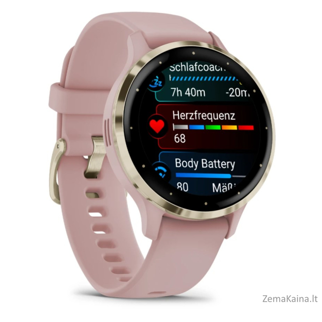 Garmin Venu 3S 3,05 cm (1.2") AMOLED 41 mm Skaitmeninis 390 x 390 pikseliai Lietimui jautrus ekranas Auksas, Rožinė „Wi-Fi“ GPS (palydovinis) 2