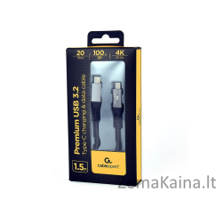 Gembird CCBP-USB3-CMCM100-1.5M Premium USB 3.2 Gen. 2x2 Type-C įkrovimo ir duomenų kabelis, 20 Gbps, 100 W, 1,5 m