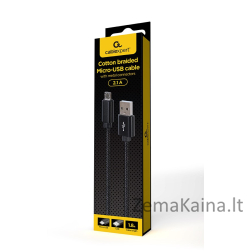 Gembird CCDB-mUSB2B-AMBM-6 Medvilninis pintas Micro-USB laidas su metalinėmis jungtimis, 1,8 m, juodas