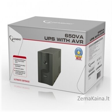 Gembird UPS-PC-652A nepertraukiamo maitinimo resursai (UPS) „Line-Interactive“ 0,65 kVA 390 W 3 AC išvestis(ys / čių) 2