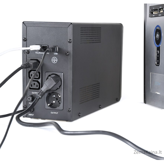 Gembird EG-UPS-035 nepertraukiamo maitinimo šaltinis UPS Line-interaktyvi technologija 2000VA 1200W 3x maitinimo lizdas + 2x Schuko 3