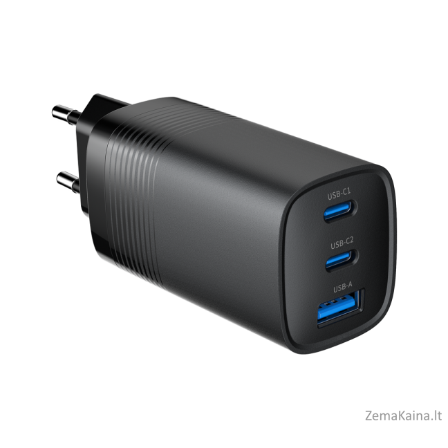 Gembird TA-UC-PDQC65-01-BK 3 prievadų 65 W GaN USB PowerDelivery greitas įkroviklis, juodas 5