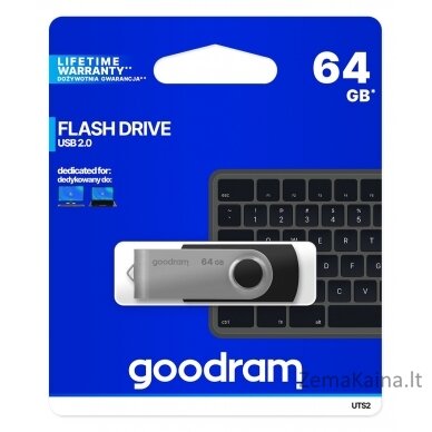 Goodram UTS2 USB atmintukas 64 GB USB A tipo 2.0 Juoda, Sidabras 4