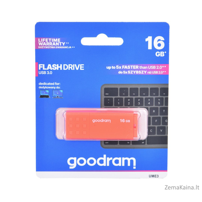 Goodram UME3-0160O0R1 USB atmintukas 16 GB USB A tipo 3.2 Gen 1 (3.1 Gen 1) Oranžinė