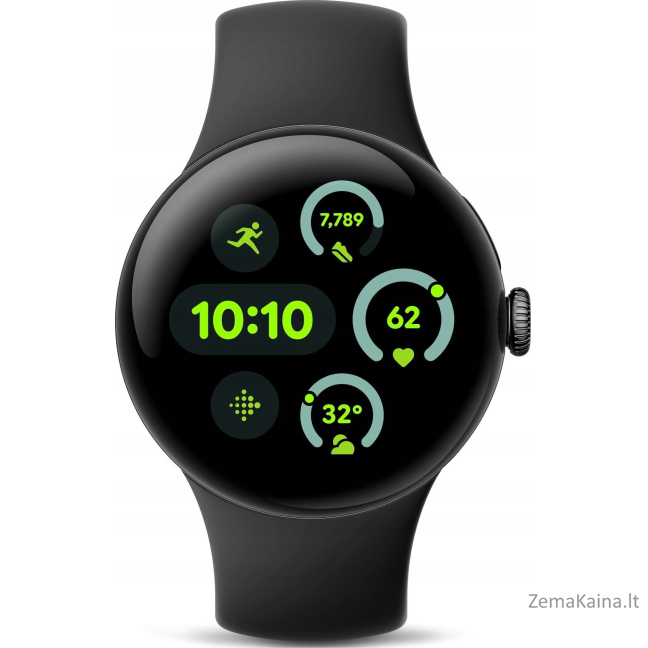 „Google Pixel Watch 3“ (41 mm) „WiFi“ obsidianų išmanusis laikrodis