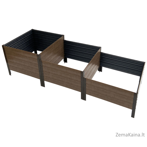 GPPS modulinė pakelta lysvė KLASIKA Woodlook (laiptai) Antracito (pilka) 2