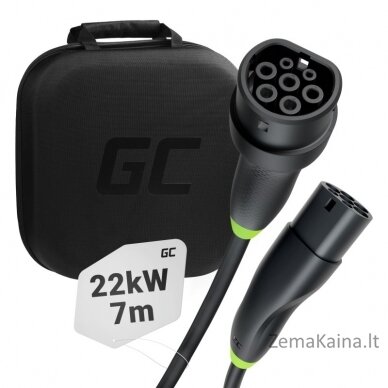 Green Cell EVKABGC02 elektromobilių įkrovimo kabelis Juoda Type 2 3 7 m 1