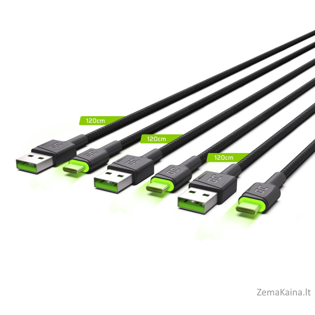 Green Cell KABGCSET03 USB kabelis 2 m USB A USB C Juoda 2