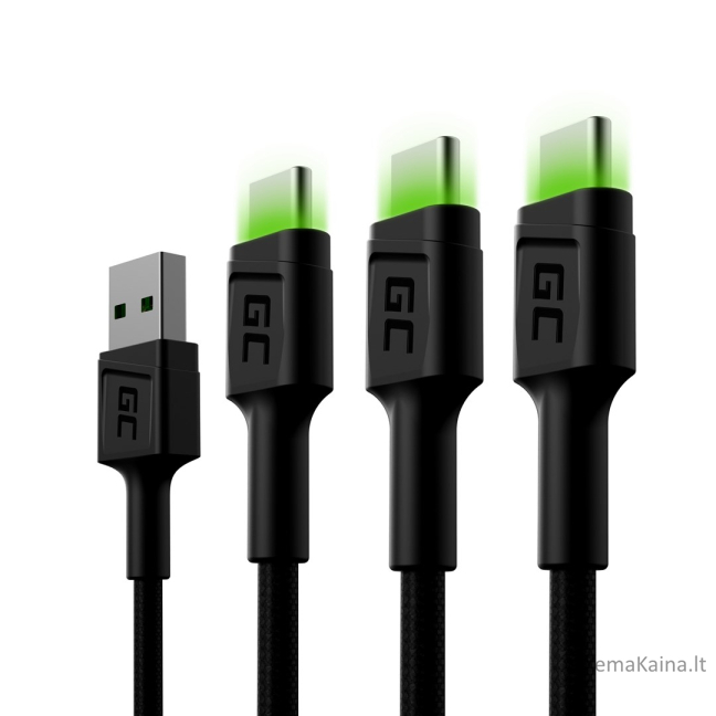 Green Cell KABGCSET03 USB kabelis 2 m USB A USB C Juoda