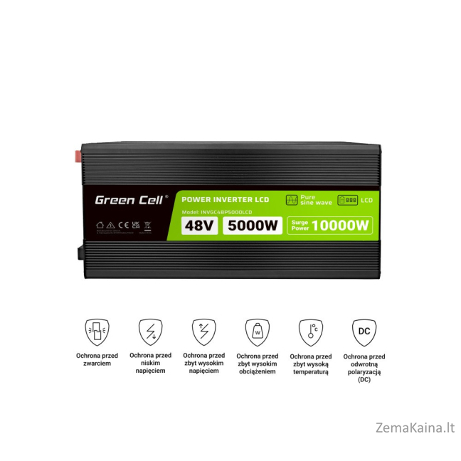 Green Cell PowerInverter LCD 48V 5000W/10000W inverter with display - pure sine wave 3