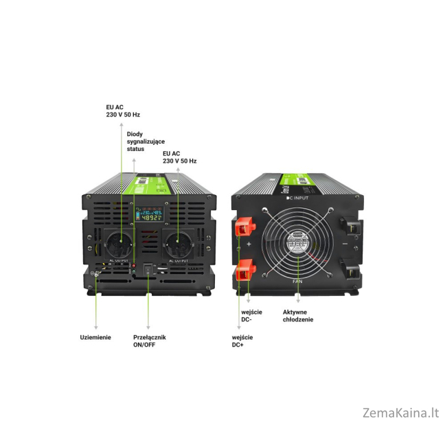 Green Cell PowerInverter LCD 48V 5000W/10000W inverter with display - pure sine wave 4